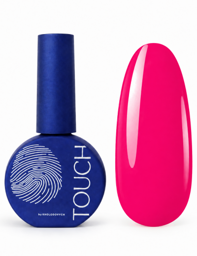 TOUCH Gel Polish №09, фуксія, 9 мл — флакон і зразок кольору